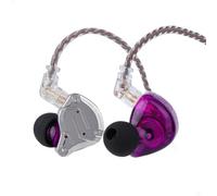 Linsoul KZ ZS10 Pro,In Ear Monitor con 4BA+1DD 5 Controladores,Auriculares con Cable HiFi, Audífono para Gaming con Máscara De Acero Inoxidable,Cable Desmontable para Músico(con Mic,Morado)