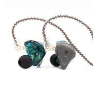 Linsoul KZ ZSX 5BA+1DD - Auriculares híbridos de alta fidelidad con placa frontal de zinc, cable desmontable de 2 pines de 0.75 mm para audiófilo (con micrófono, cian)