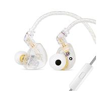 LINSOUL TANGZU Wan'er S.G HiFi 10 mm Dynamic Driver PET Diafragm in-ear Earphone with Ergonomic Shape, Detachable 2Pin OFC Braided Cable para Musician DJ Stage (Blanco, Con Mic)