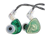 LINSOUL TANGZU Wan'er S.G HiFi 10 mm Dynamic Driver PET Diafragma in-ear Earphone with Ergonomic Shape, Detachable 2Pin OFC Braided Cable for Musician DJ Stage (Green, with Mic)