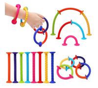 LinStyle Pack de 8 Juguetes Sensoriales Texturizados Palos de Silicona,Bebé y Juguetes Sensoriales de Baño,Fidget Toys para el TDAH, Autismo, Aliviar la Ansiedad y el Estrés