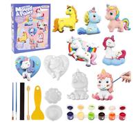 LinStyle Unicornio Figuras de Escayola para Pintar Manualidades Kit, Regalo para niñas4 5 6 7 8 9 años, 3D Unicornios Juegos Manualidades de Yeso, Kit Pintura Juguetes Niños con 7 Patrones