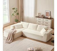 LINSY Home Sofá de Esquina con función de Dormir - Sofá Cama Modular Corduroy de 270 cm, en Forma de L, sofá de 3 plazas con otomana, sofás seccionales para salón, no Requiere Montaje, Color Beige