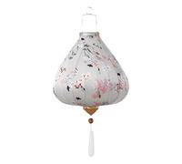 linterna asiática, Linterna de seda china con patrón floral oriental, lámpara colgante ovalada borla for jardín al aire libre y celebración navideña(Gray,16 inch)