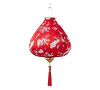 linterna asiática, Linterna de seda china con patrón floral oriental, lámpara colgante ovalada borla for jardín al aire libre y celebración navideña(Red,16 inch)