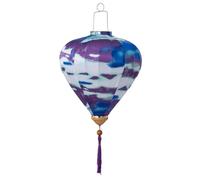 linterna asiática, Linterna de seda ovalada china con borla, farol colgante Oriental teñido corbata, decoración jardín al aire libre(Blue,16 Inch)