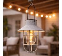 Linterna Colgante LED Vintage Solar Grey Antorcha Filamento Exterior Jardín