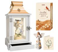 Linterna conmemorativa con cajón de recuerdo y figura de ángel, regalos conmemorativos por la pérdida de hermana, regalos de duelo, regalos de condolencias