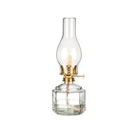 Linterna de aceite de vidrio transparente - Pantalla a prueba de viento Lámpara de huracán for el hogar - Lámpara de queroseno antigua retro tradicional Falla de energía Base cuadrada Lata de aceite d