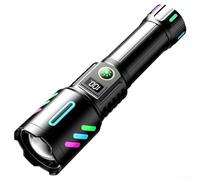 Linterna de alcance de 600 m que ofrece salida de haz blanco de 30 W, mecanismo de enfoque con zoom, soporte de recarga, compatible con celda estándar 26650 (batería no incluida)