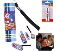 Linterna de aluminio de la Patrulla Canina de 8,7 cm en color azul cielo, linterna de 9 LED para niños con personajes de TV para niños a partir de 3 años