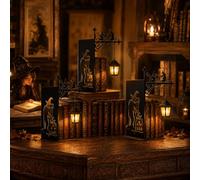 Linterna de biblioteca decorativa para libros, lámpara de biblioteca de bruja, mini lámpara colgante en miniatura para estanterías, mini acento para rincón de lectura (3 luces de estantería de bruja)
