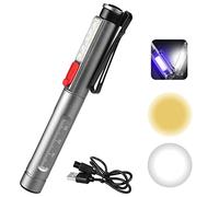 Linterna de Boligrafo Diagnóstico Médico LED, Recargable Linterna Enfermera, Linterna Medica, Linterna LED con 2 Fuentes de Luz LED, Linterna Medica Bolígrafo, para Medicos Enfermeras, con Medidor