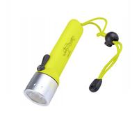 Linterna de buceo para aficionados LED CREE Q3, IPX8 sumergible 20 m, cuerpo ABS+aluminio, 1 modo ON/OFF, correa de muñeca, compacta, para snorkel, submarinismo, kayak, vela, camping y emergencias.