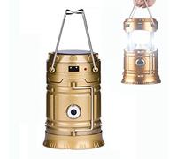 Linterna de Camping Recargable, luz de Camping Cargador de teléfono LED linternas compactas antorcha para Emergencia, al Aire Libre, Corte de energía(Gold)
