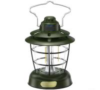 Linterna de camping vintage LED luz de tienda USB recargable con atenuación continua estilo retro iluminación portátil senderismo lámpara tipo C 4000 mAh (verde oscuro)
