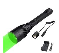 Linterna de Caza Verde, WESLITE Linterna Verde para Vision Nocturna Caza Foco ajustable Linternas Caza Largo Alcance con Interruptor de Presión Remoto Baterías Recargables y Tubo de Extensión (Estilo B)