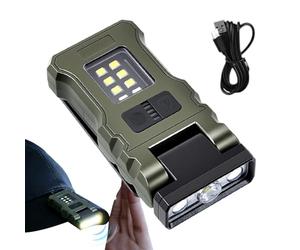 Linterna de clip, luz recargable con clip, linterna recargable para sombrero, para camping, senderismo, correr, caminar, inspección al aire libre, construcción