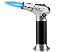 Linterna de cocina de butano recargable con llama ajustable y bloqueo de seguridad para postres, barbacoa, cocina (gas butano no incluido) (plateado)