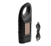 Linterna de Emergencia de Manivela, Antorcha Manual LED Portátil Recargable, Linterna Solar de Emergencia para Exteriores con Mosquetón para Camping, Escalada y Senderismo (Negro)