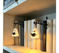 Linterna de estantería fantasma, mini lámpara de biblioteca, luces de estante de lectura para gusanos de biblioteca, decoración de interiores de Halloween, luz de libro de hierro, encantadora luz de