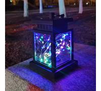 Linterna de Estrella y Viento, Lámpara Colgante Decorativa de Estilo Vintage para Exteriores, Utilizada en Patios, Jardines, , Terrazas, Decoración Festiva de Navidad y Halloween, Luz de Paisaje Solar