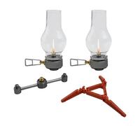 Linterna de gas portátil con diseño de cobre y vidrio, luz de camping de aleación para tienda de campaña al aire libre, lámpara compacta para mochileros que crea un ambiente romántico (juego de 2