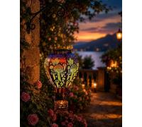 Linterna De Globo Aerostático con Energía Solar Ip65 Impermeable Al Aire Libre Colgante Metal Luz Jardín Decorativa Retro Colibrí Floral Silueta Lámpara para Patio, Porche, Regalos(Mushroom)