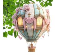 Linterna De Globo Aerostático,Luz Solar Con Llama Parpadeante | Modelo Colgante 2D Acrílico para Ventana Jardín Patio Granja Bodas Fiestas Porche Sendero Camping
