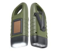 Linterna de mano recargable con energía solar y LED, con mosquetón, compatible con deportes.