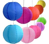 Linterna de Papel Redonda, 20Pcs Linternas de Papel Redondas Coloridas, Linternas de Papel Coloridas, Linterna Chinesa para Bodas, Cumpleaños, Fiestas - 10 Colores (4, 6, 8, 10 Pulgadas)
