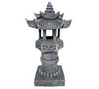 Linterna de piedra japonesa, estatuas de pagoda japonesa, linterna de pagoda solar impermeable, 4.8x4.8x12 pulgadas de piedra decorativa para balcón de césped de jardín, patio, estatuas solares