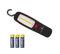 Linterna de trabajo LED Maclean MCE03 con 24 ledes, imán y gancho, linterna portátil, incluye 3 pilas AA industriales, linterna de trabajo compacta para garaje, camping