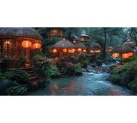 Linterna Diamond Art Kits Adulto, 5D Diamate Painting Kits,DIY Diamond Embroidery Kit, Bordado Decoración De Craft Pared Del Hogar Abstracto, Pintura al óleo, Resina, Artesanía 80x160cm Casas 1J-287