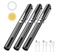 Linterna Enfermera 3 Piezas, Bolígrafo Linterna Medico, Linterna Boligrafo de Diagnóstico con Calibre de Pupila Escala de Medición Reutilizable para Enfermera Médicos, Dos Modos de Iluminación