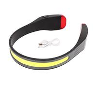 Linterna Frontal COB, Luces de Cabeza Impermeables Livianas de ABS para la Frente, Luz de Casco de Puerto Tipo C con Luz Trasera de Advertencia Roja, para Acampar Al Aire Libre y Correr