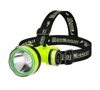 Linterna frontal compacta de buceo de 350 m, IPX8, impermeable, modo dual para pesca nocturna, senderismo, camping, negro y verde (Q901)