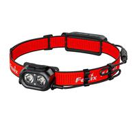 Fenix HP12R-T - Linterna frontal roja recargable para correr y exteriores, 1300 lúmenes, 200 m, 310 horas máximo, luz blanca fría + haz puntual blanco cálido, carcasa de batería trasera con luz de