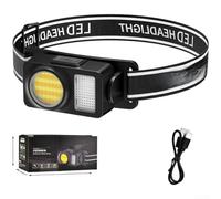 Linterna frontal LED con sensor de movimiento brillante recargable con puerto de carga USB e interruptor de presión larga para camping, correr, pesca, senderismo, caminata nocturna con diadema