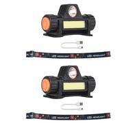 Linterna frontal LED de 1200 mAh, recargable por USB, luz de casco de soldadura para frente, casco duro, 2 unidades
