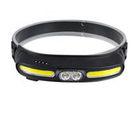 Linterna frontal LED para camping y senderismo: COB + luz LED dual, recargable por USB, IPX4 impermeable, 5 modos ajustables, alcance de 100-200 m, diadema ergonómica