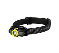 Linterna frontal LED para exteriores Ledlenser MH5, negro/amarillo, recargable con batería, 400 lúmenes, duración lumínica de hasta 35h, luz roja, con 1 pila AA, clip metálico, carga magnético USB