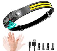 Linterna frontal LED recargable, 1 unidad, 230° COB, luces superbrillantes para la frente, luz de sombrero duro para adultos, linterna USB C para trabajar, senderismo, correr, camping, accesorios