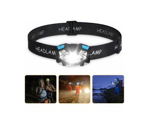 Linterna frontal LED ultrabrillante, interruptor doble multifuncional ajustable, sensor de movimiento recargable, luz pivotante de haz ampli