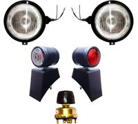 Linterna frontal negra y estilo mayordomo con soportes e interruptor de luz apto para Massey Ferguson Tractor 135, 150, 202, 204, 20C, 2135, 2200, 230, 245, 2500, etc.