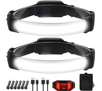 Linterna frontal recargable, ultra brillante, 1500 lúmenes, 6 modos, lámpara LED recargable con luz trasera (control individual), haz ancho de 230°, impermeable, para adultos, exteriores, camping,
