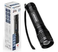 Linterna LED Blaupunkt Súper Luminosa 1600 Lúmenes, 3 Modos, Enfoque Ajustable, IPX4, Aleación de Aluminio, Larga Duración, Empuñadura Antideslizante - Regalos Senderismo Acampada Emergencias