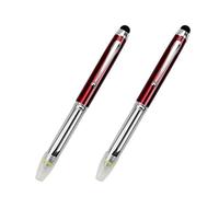 Linterna LED, bolígrafo 3 en 1, lápiz capacitivo con luz, bolígrafo multifuncional, tinta negra para pantallas táctiles, rojo, 2 unidades