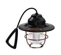 Linterna LED de caballo retro recargable por USB, luz de hierro de brillo ajustable para tienda de campaña, patio, patio trasero, decoración al aire libre para ambiente (negro)