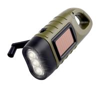 Linterna LED de Emergencia con Manivela, Solar Linterna Dinamo Manual con Mosquetón, Mini Linterna con Manivela y Panel Solar para Exteriores/Camping/Apagones/Ciclismo/Equipo de Emergencia (Verde)
